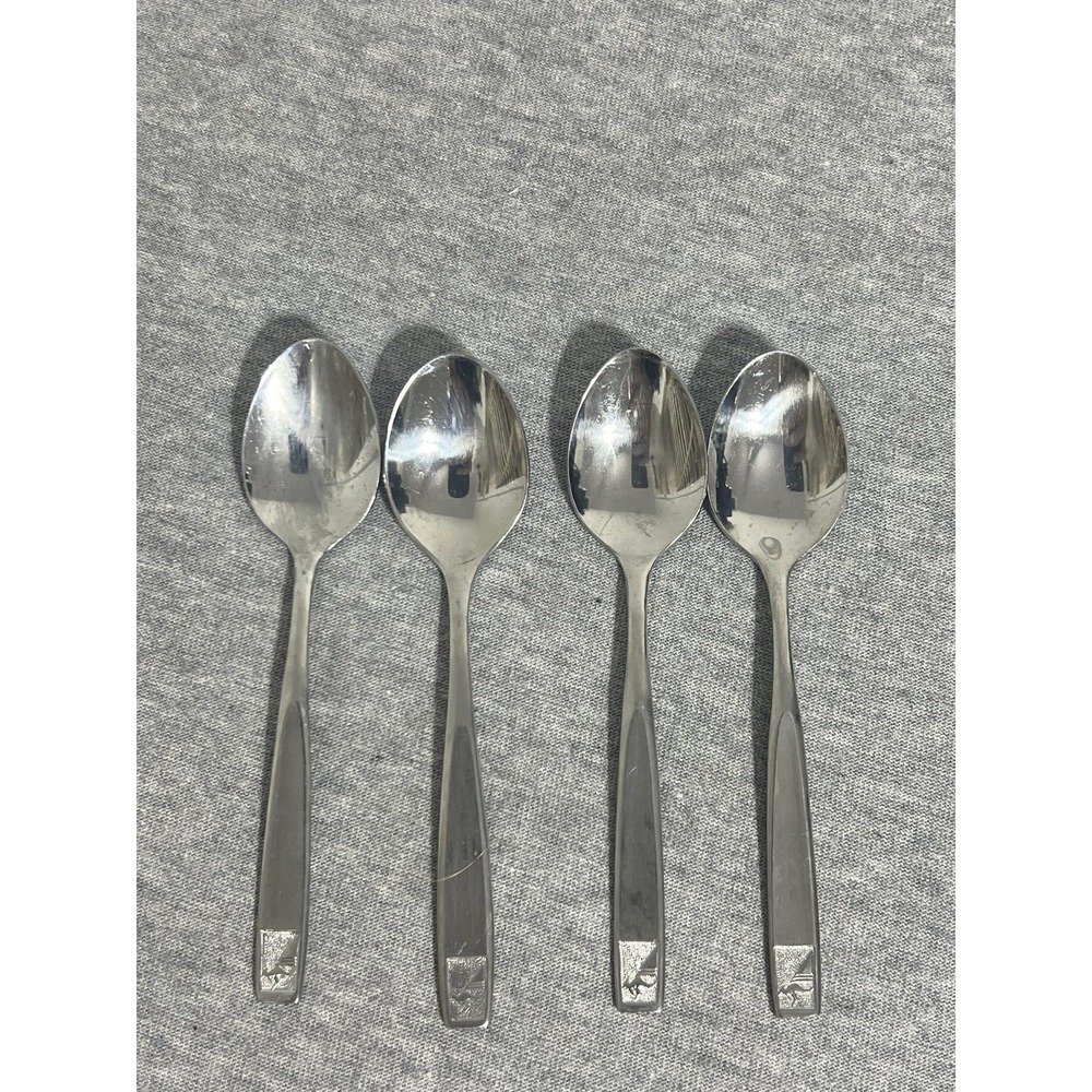 Vintage Stainless Steel Spoons Set 4 Sailboat Kangaroo Design Flatware Utensils